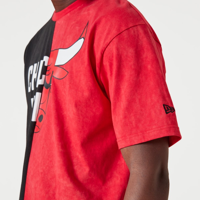 New era NBA Oversized Applique Chicago Bulls Short Sleeve T-Shirt Black