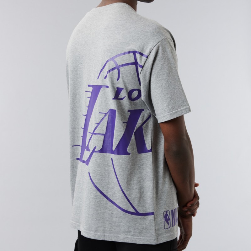 New Era LA Lakers champions backprint t-shirt in grey